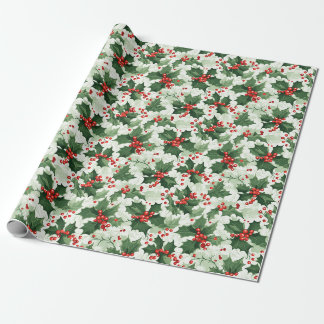 Papier Cadeau Whimsical Holly Delight Papier Enveloppant Noël
