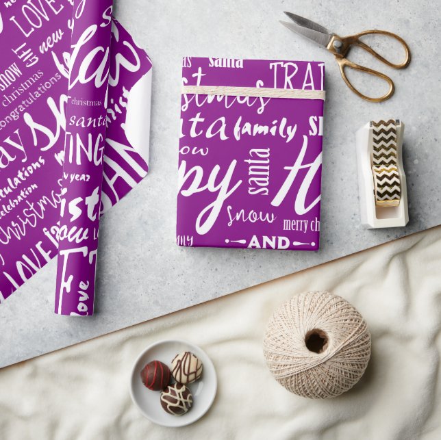 Papier Cadeau Whimsical Purple Merry Christmas Script (Artisanat)