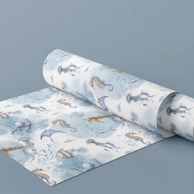 Papier Cadeau Whimsical Underwater World - Sea Creats Motif (Créateur téléchargé)