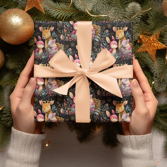 Papier Cadeau Whimsical Wild Animals Christmas Wrapping Paper (Créateur téléchargé)