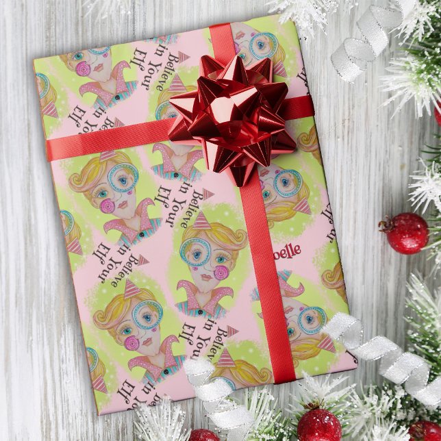 Papier Cadeau Whimsky Quirky Elf Mid Century Noël Rétro (Créateur téléchargé)
