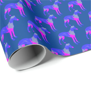 Papier Cadeau Whippet italien Greyhound Dog Silhouette P&B Blue