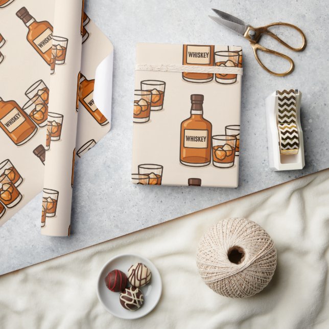 Papier Cadeau Whiskey Et Lunettes (Artisanat)