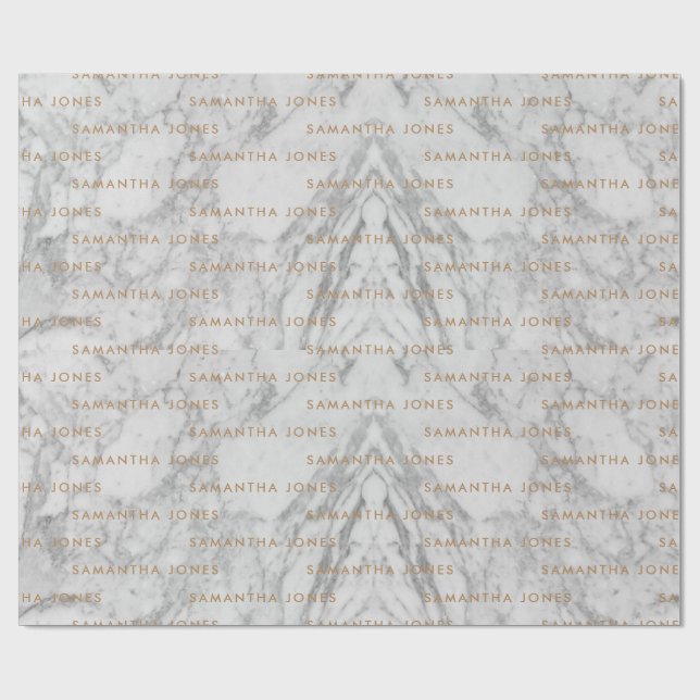 Papier Cadeau White Carrara Marble Gold Classic Personalised (Plat)