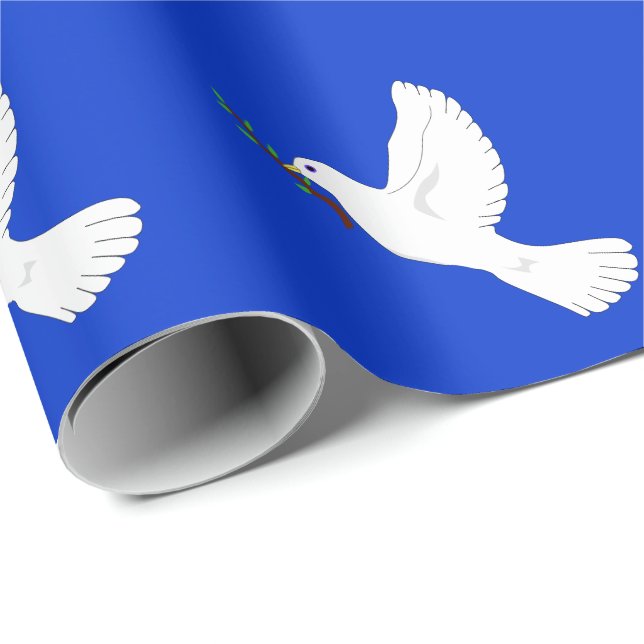 Papier Cadeau White Dove on Deep Blue Arrière - plan enveloppeme (Coin rond)