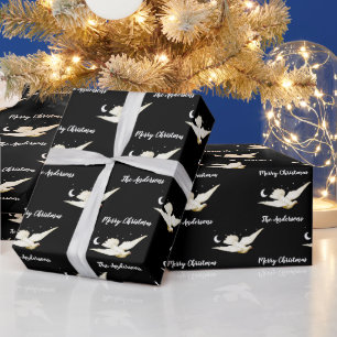 Papier Cadeau White Dove Stars Moon Joyeux Noël Votre nom