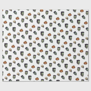 Papier Cadeau 🤍 White Frankenstein Halloween Wrap 💀 🎁
