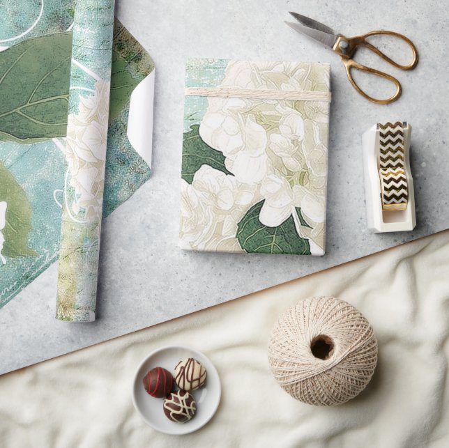 Papier Cadeau White hydrangea (Artisanat)
