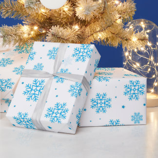 Papier Cadeau White & Light Blue Snowflake Wrapping Paper