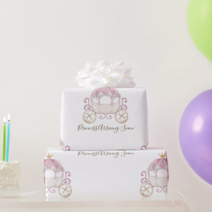 Papier Cadeau White Princess Carriage Arrivée bientôt Baby showe