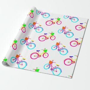 Papier Cadeau white rainbow bikes colorful bicycles