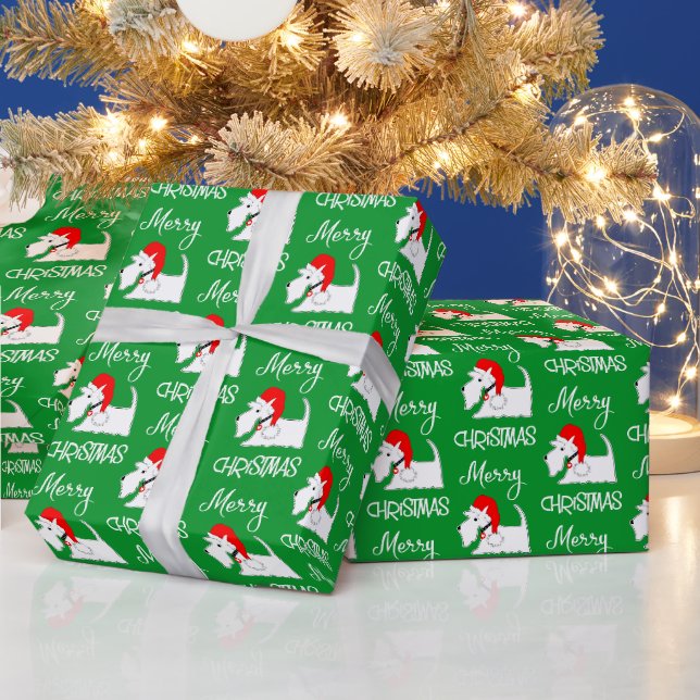 Papier Cadeau White Scottie Chien mignonne Amoureux de les chien (Vacances)