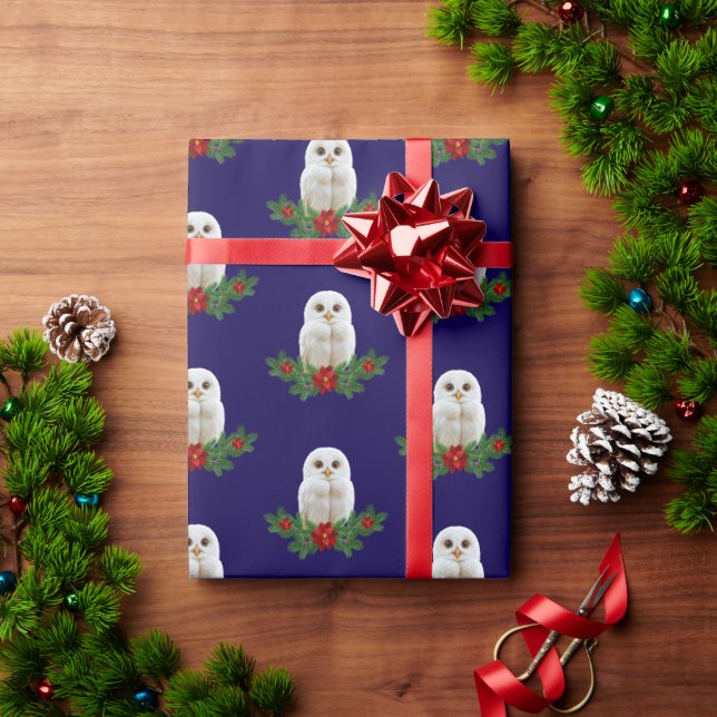 Papier Cadeau White Snow Christmas Owl (Cadeau de vacances)