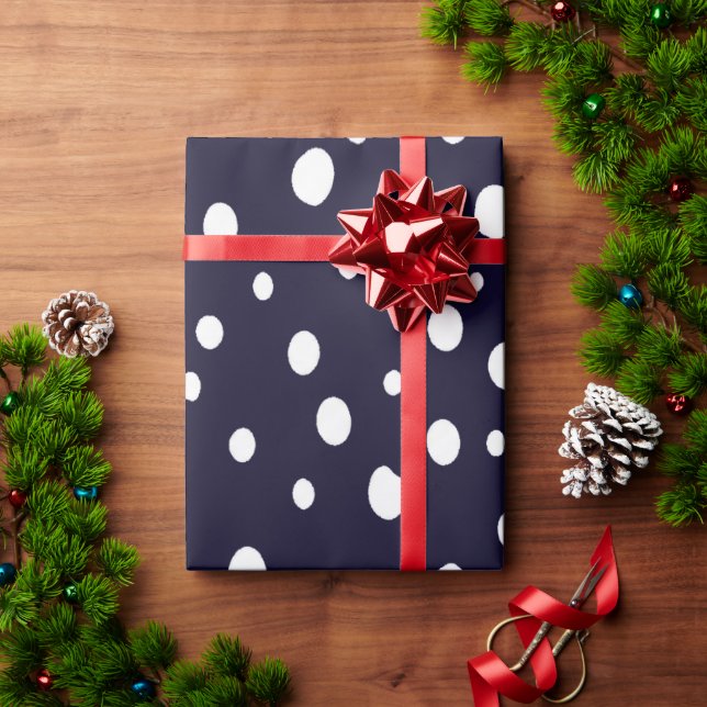 Papier Cadeau White Snow Dot Pattern Satin (Cadeau de vacances)