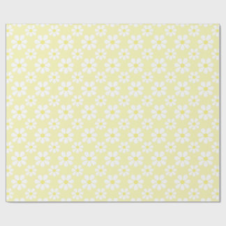 Papier Cadeau White Yellow Daisy Pattern 