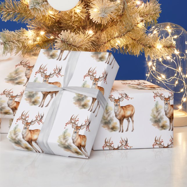 Papier Cadeau Whitetail Buck Forest Berries de Noël (Vacances)