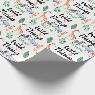 Papier Cadeau Wild Things Safari Animal Anniversaire de enfant P