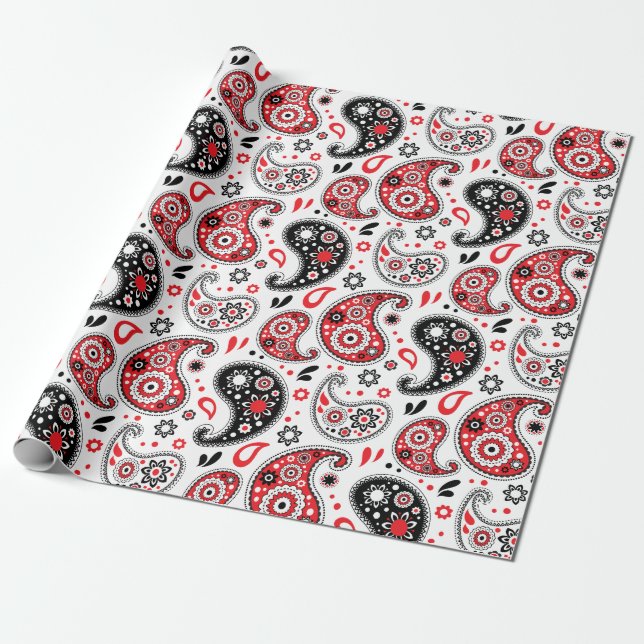 Papier Cadeau Wild West Rodeo Christmas Bandana Paisley Motif (Déroulé)