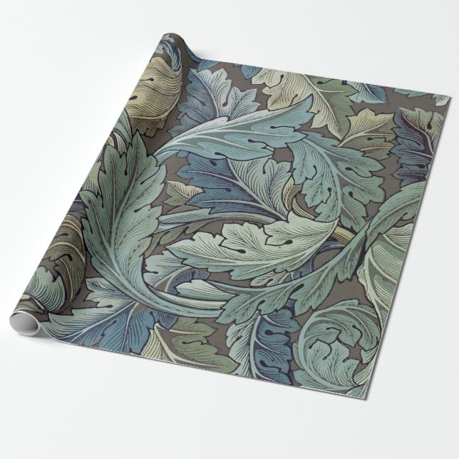 Papier Cadeau William Morris Acanthus Sage Fleur Floral Botaniqu (Déroulé)