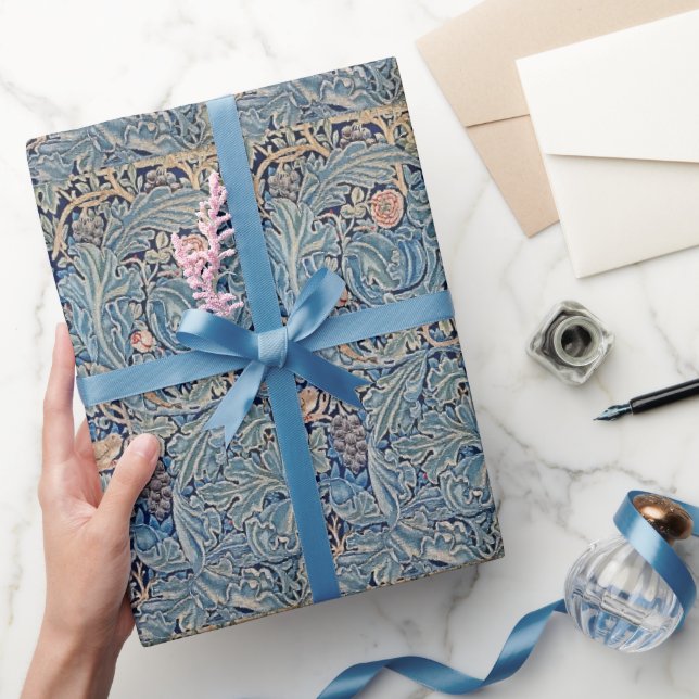 Papier Cadeau William Morris Beau motif floral bleu rose (Cadeaux)