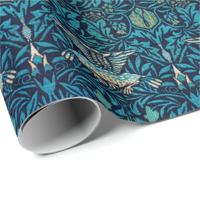 Papier Cadeau William Morris Birds Art Nouveau Motif Floral (Coin rond)