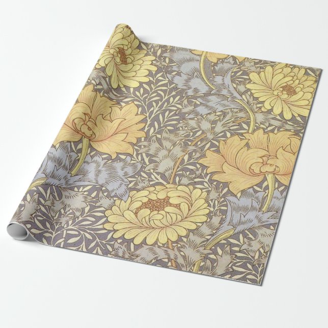 Papier Cadeau William Morris Chrysanthemum Fleurs maman (Déroulé)