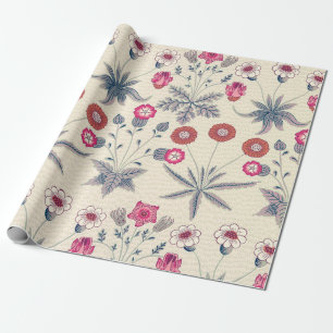 Papier Cadeau William Morris Daisy Motif floral Orange rouge