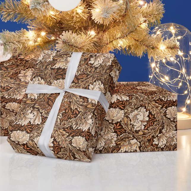 Papier Cadeau William Morris Floral, Chocolat Brown et beige (Vacances)