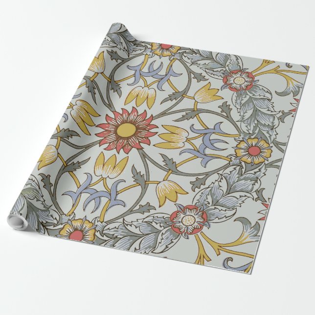 Papier Cadeau William Morris Floral Circle Flower Illustration (Déroulé)
