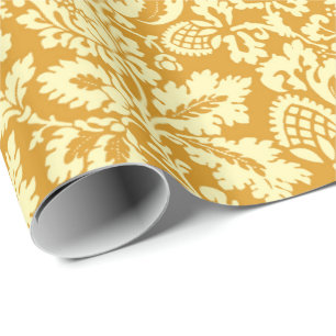 Papier Cadeau William Morris Floral Damask, Jaune de moutarde
