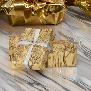 Papier Cadeau William * Morris Gold Angels Noël