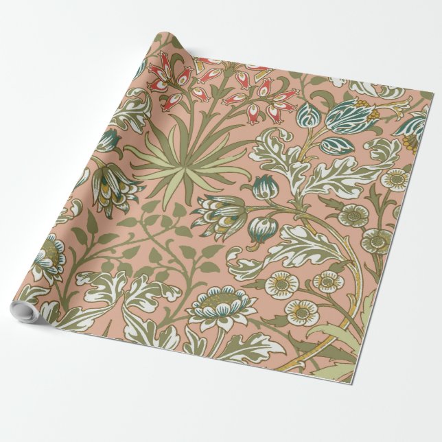 Papier Cadeau William Morris Hyacinth Flower Rose Art (Déroulé)