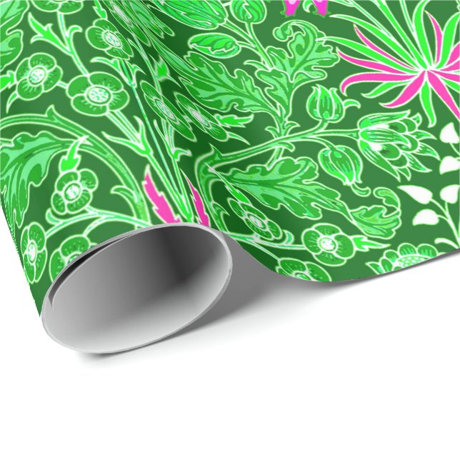 Papier Cadeau William Morris Hyacinth Imprimer la chaux et Emera (Coin rond)