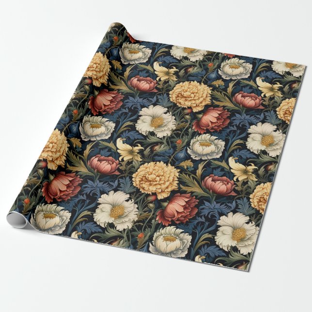 Papier Cadeau William Morris Inspirée Papier à enveloppement Flo (Déroulé)