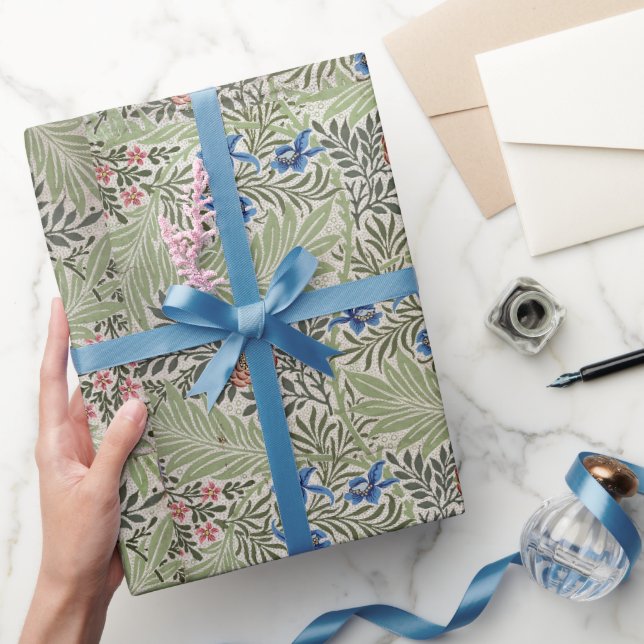 Papier Cadeau William Morris Larkspur Floral Folio Vert rose (Cadeaux)