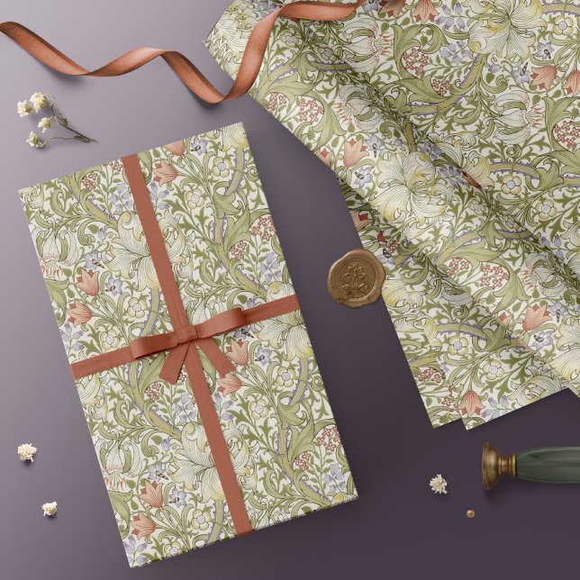 Papier Cadeau William Morris Lily Art nouveau motif floral (Créateur téléchargé)