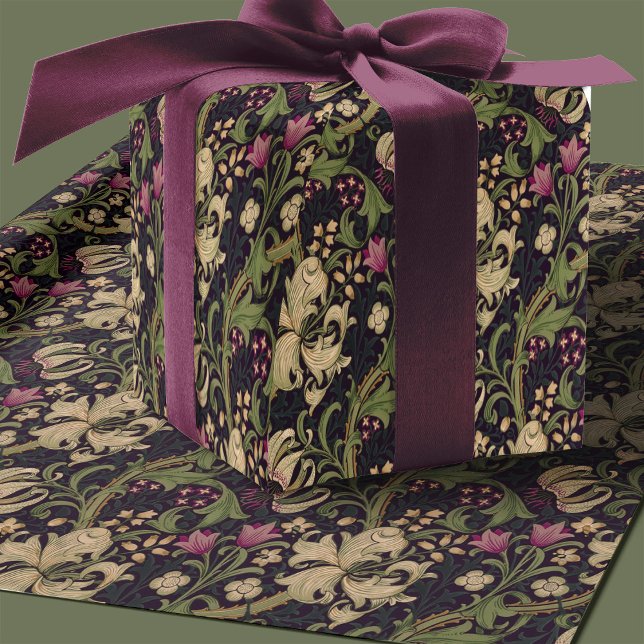 Papier Cadeau William Morris Lily Art nouveau motif floral (Créateur téléchargé)