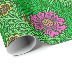 Papier Cadeau William Morris Marigold, Emerald Green & Fuchsia