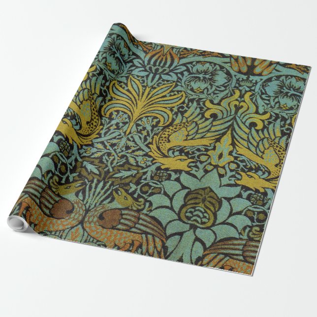 Papier Cadeau William Morris Peacock Dragon Fond d'écran (Déroulé)