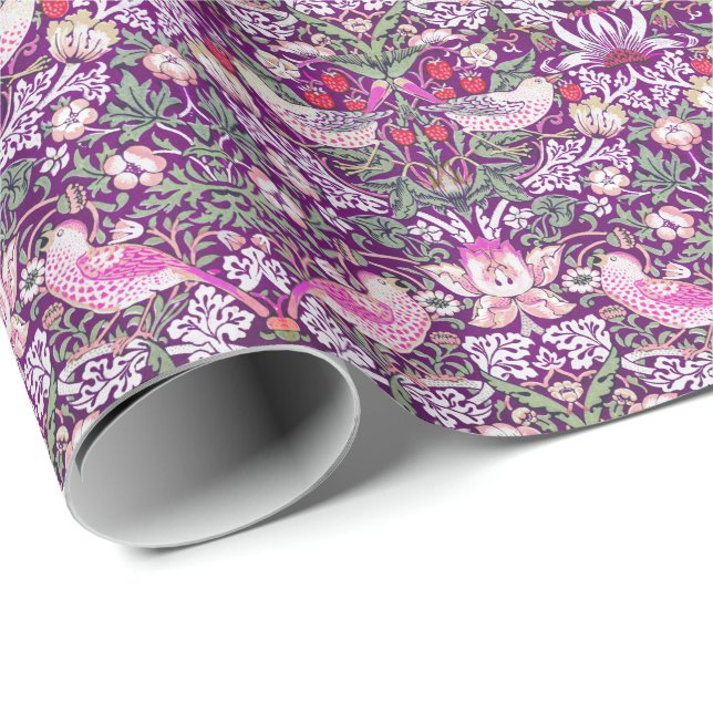 Papier Cadeau William Morris Strawberry Thief Motif Enveloppemen (Coin rond)