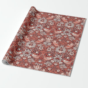 Papier Cadeau William Morris Strawberry Thief Oiseau en Terracot