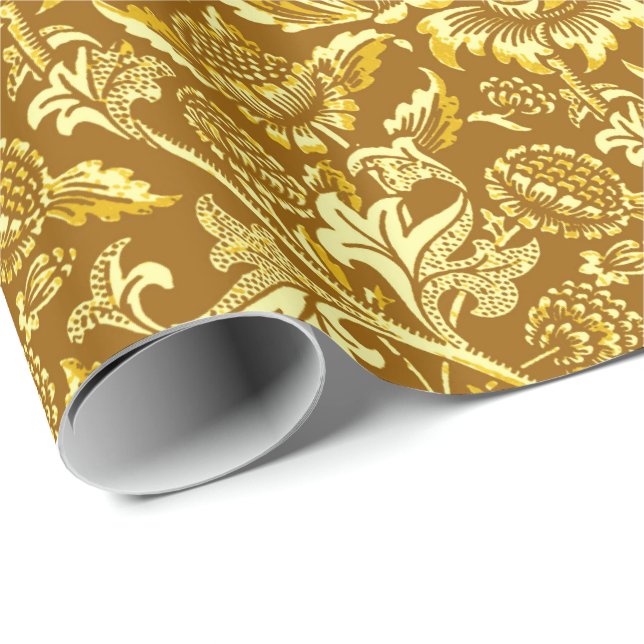 Papier Cadeau William Morris Sunflower, jaune moutarde (Coin rond)