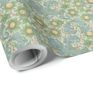Papier Cadeau William Morris Vintage Floral Green Blue Orchard
