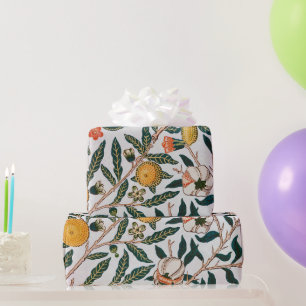 Papier Cadeau William Morris Vintage Fruit Grenade Blanc