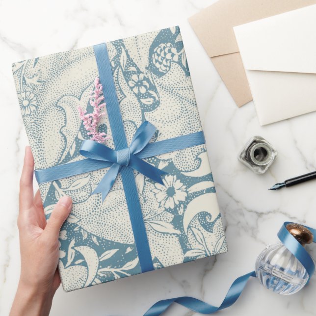 Papier Cadeau William Morris Wallflower bleu damas floral (Cadeaux)