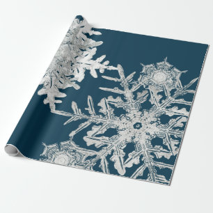 PAPIER CADEAU WILSON BENTLEY SNOW FLAKE COLLAGE DE NUIT BLEU