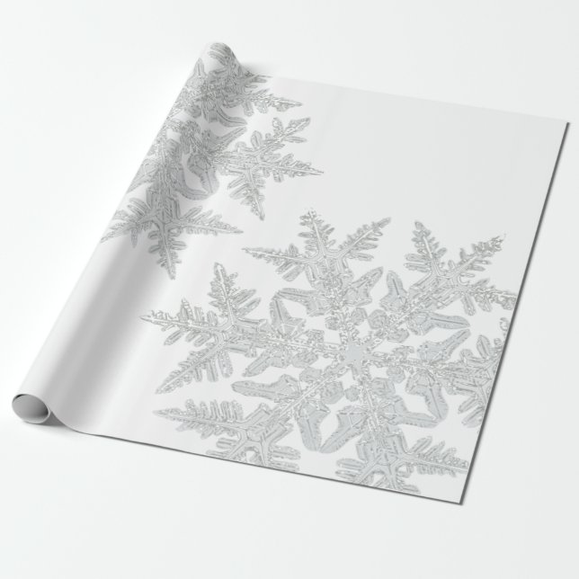 PAPIER CADEAU WILSON BENTLEY SNOWFLAKE SUR WHITE (Déroulé)