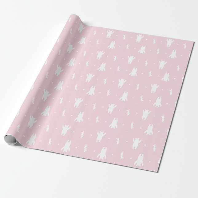 Papier Cadeau Winnie l'Ooh | Pink Pastel Polka Dot Motif (Déroulé)