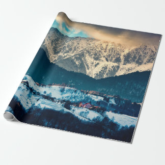 Papier Cadeau Winter landscape in Carpathian Mountain. Bran, Rom
