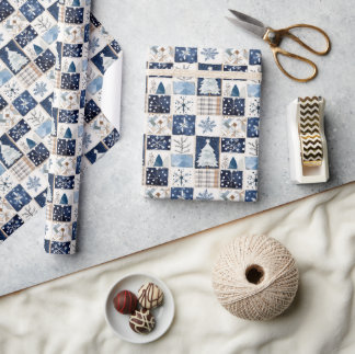 Papier Cadeau Winter Patchwork Christmas Gift Wrapping Paper